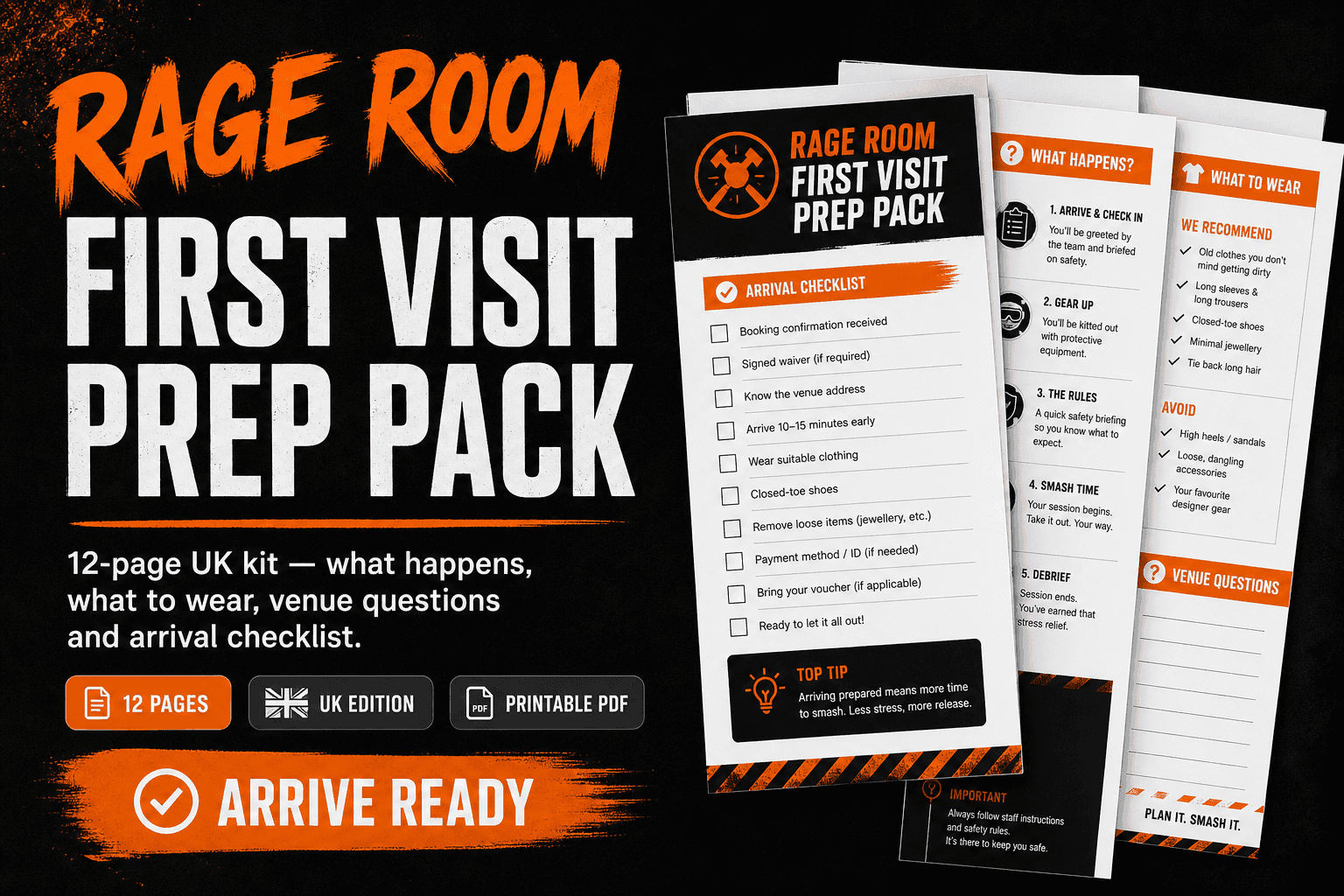 Rage Room First Visit Prep Pack
