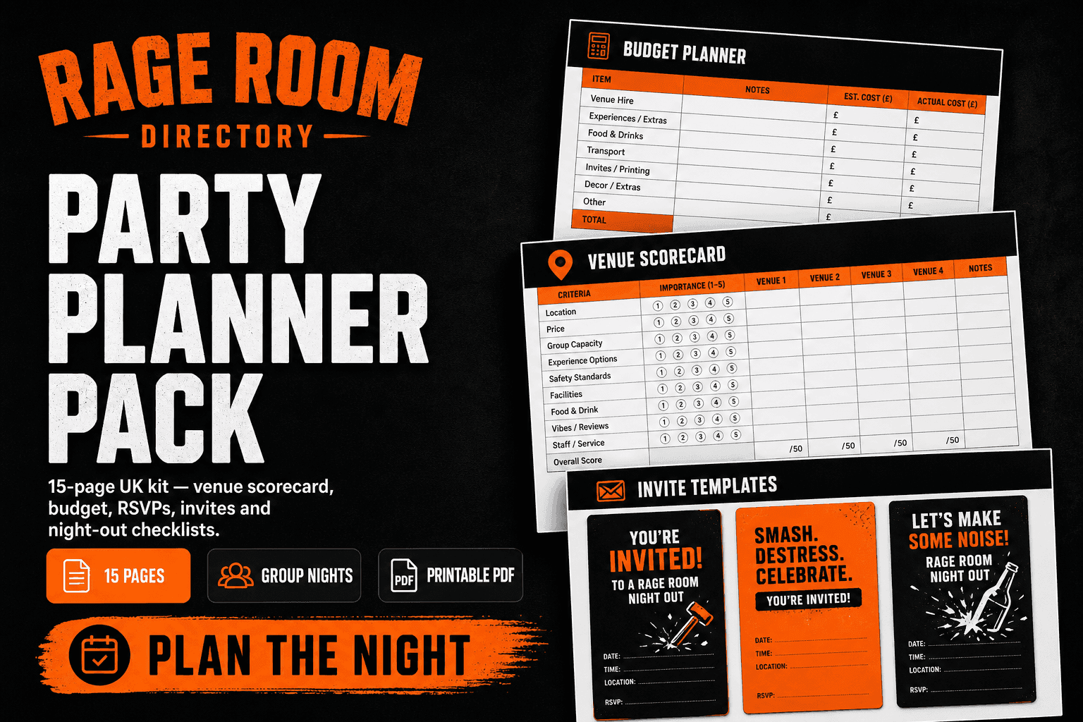 Rage Room Party Planner Pack